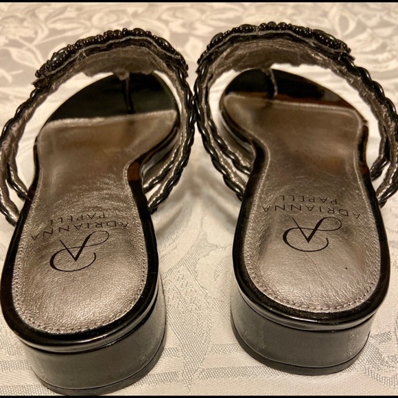 Adrianna Papell Black Leather Sandals - Picture 4 of 8